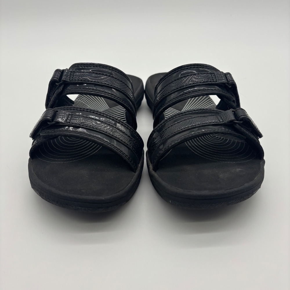 Clarks Cloudsteppers Slide Sandals Women 7 Black Arla Glison Adjustable Straps - Picture 3 of 13